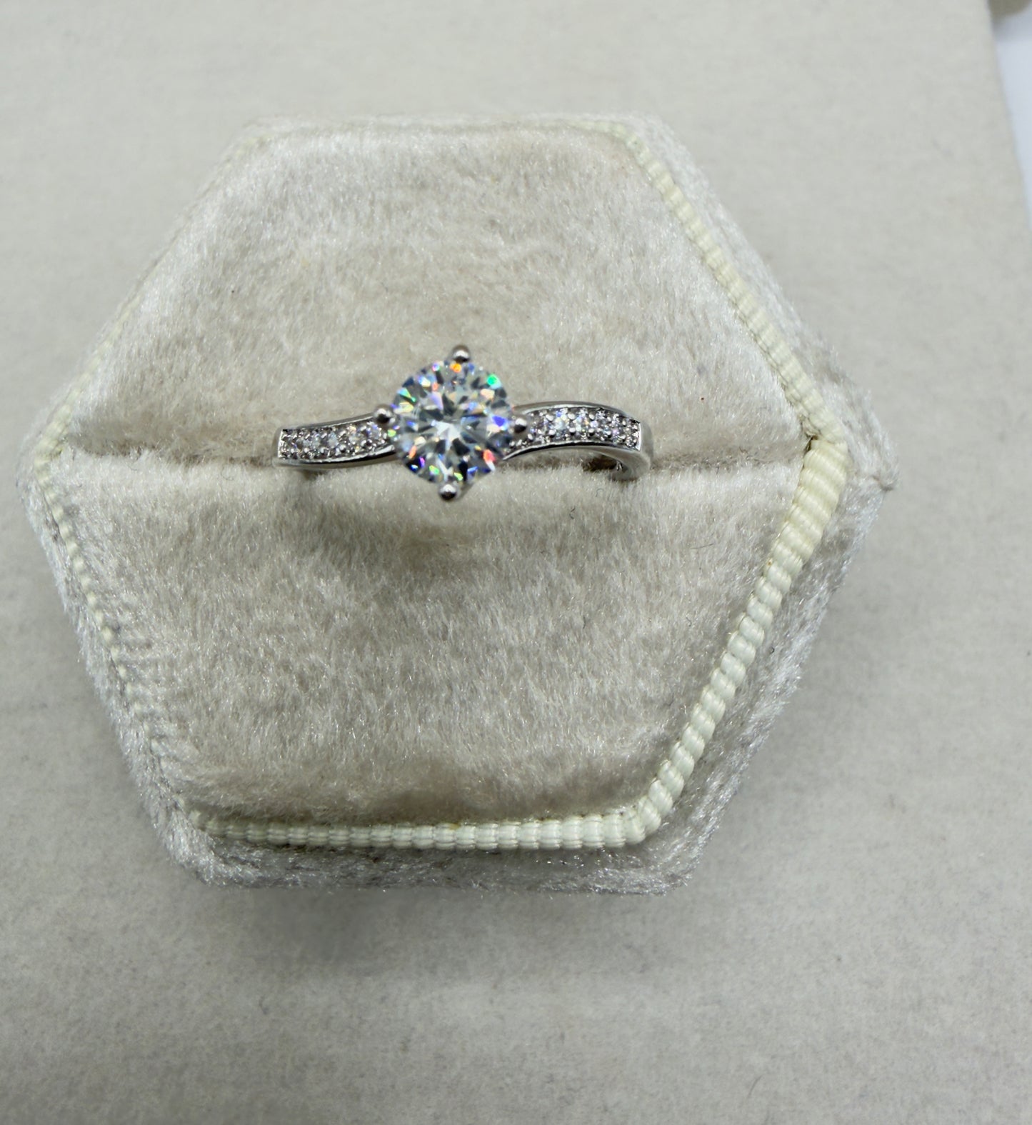 White Gold-Plated solitaire Ring