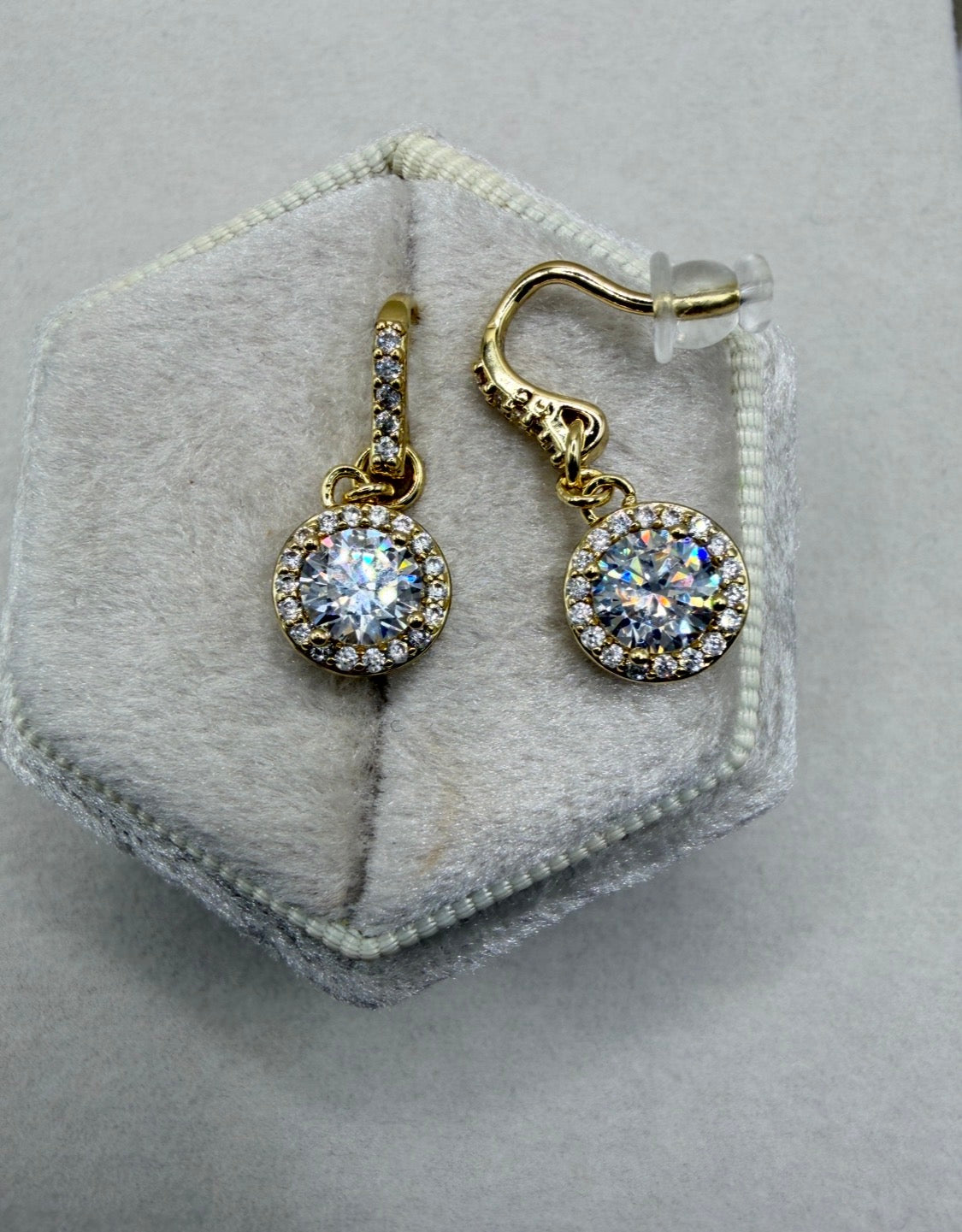 Halo Zirconia Drop Earrings