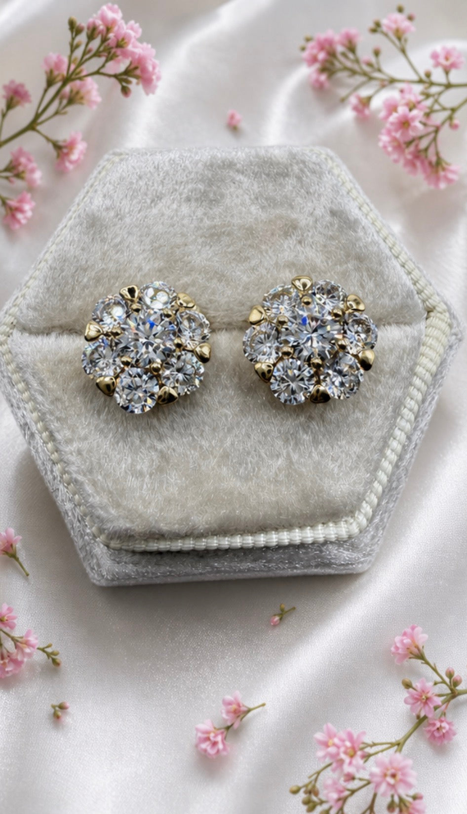 Floral Zirconia Stud Earrings