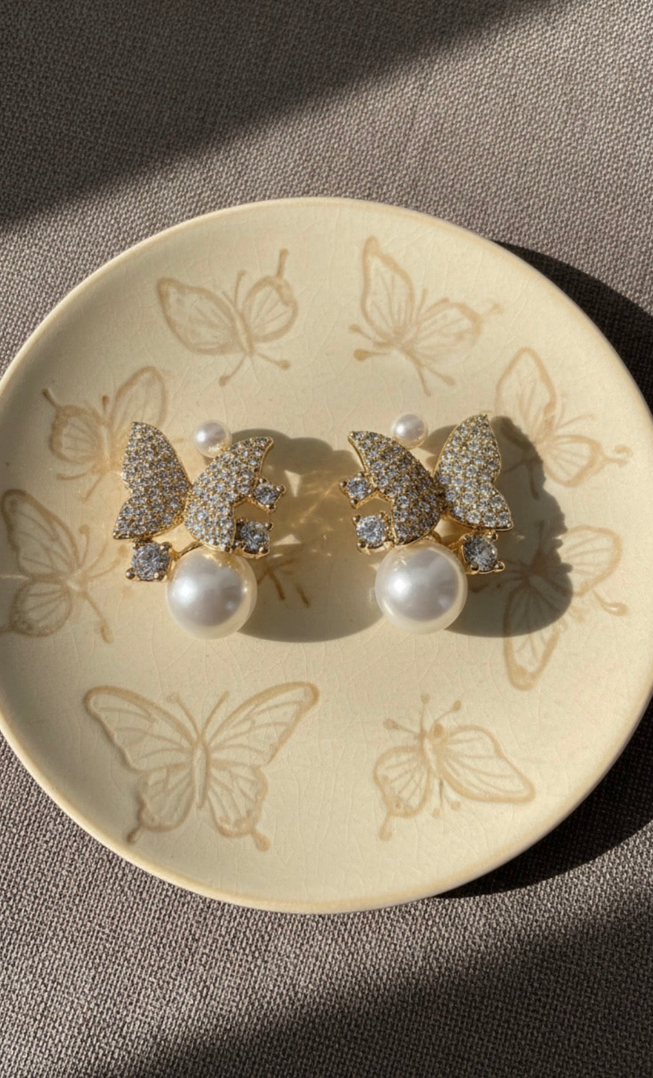 Butterfly Pearl Stud Earrings