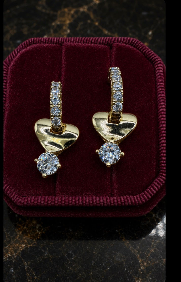 Heart Charm Huggie Earrings