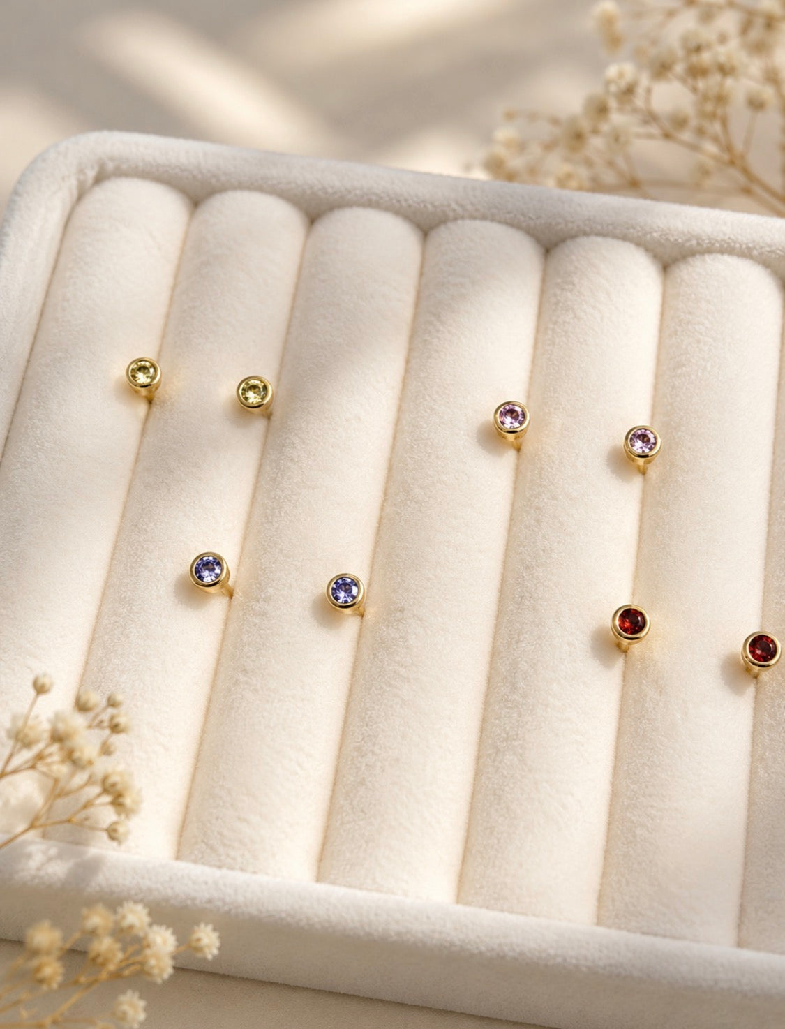 Mini Bezel Colors Stud Earrings