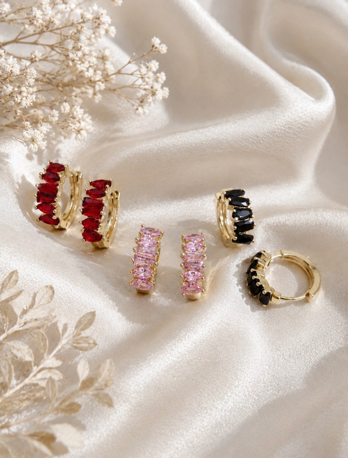 Marquise & Baguette Zirconia Huggie Earrings