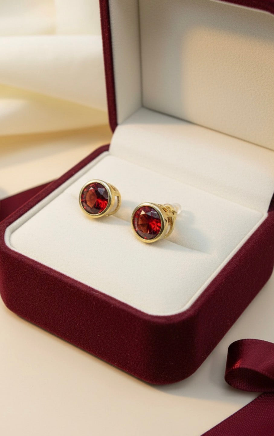Round zirconia stud earrings