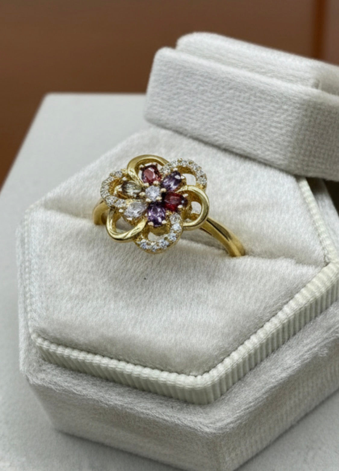 Multicolor Flower Zirconia Ring
