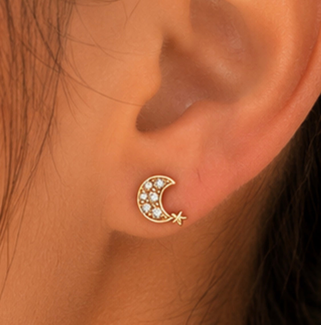Moon & Star Stud Earrings
