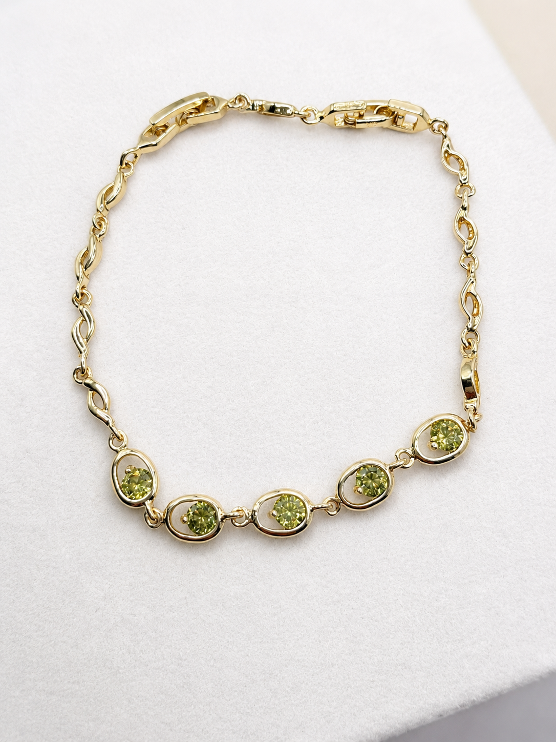 Green Crystal Link Bracelet
