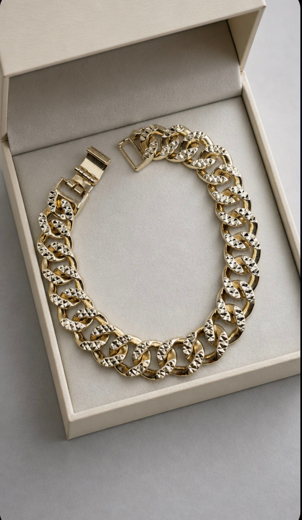 Diamond-Cut Cuban Link Bracelet