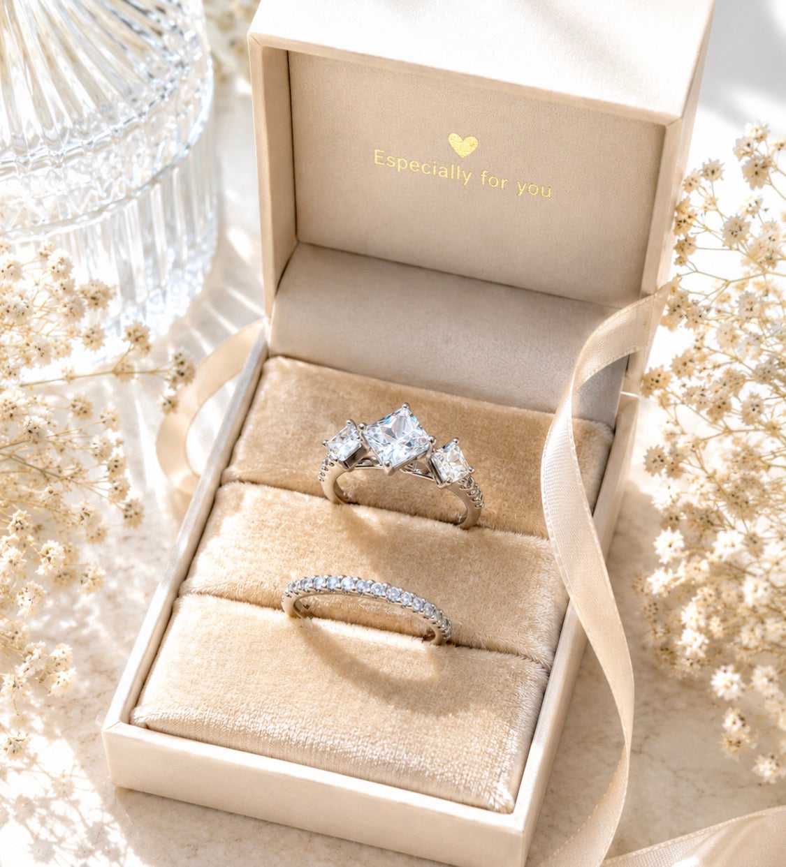 Three-Stone Bridal Ring Set