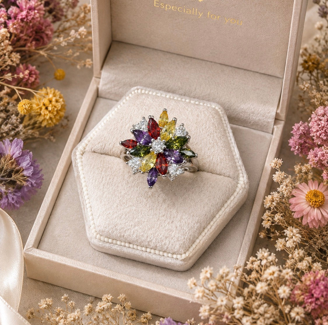 Multicolor Floral Ring