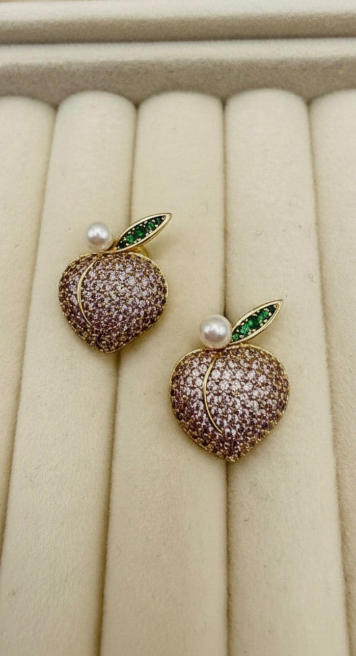 Pavé Peach Stud Earrings