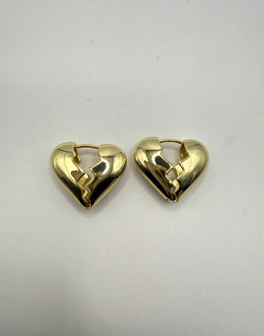 Broken Heart Huggie Earrings