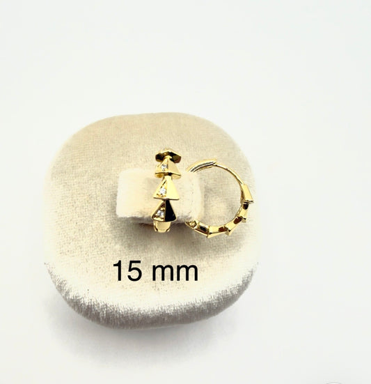 Geometric Zirconia Huggie Earrings