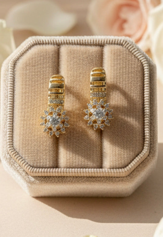 Floral Drop Zirconia Earrings