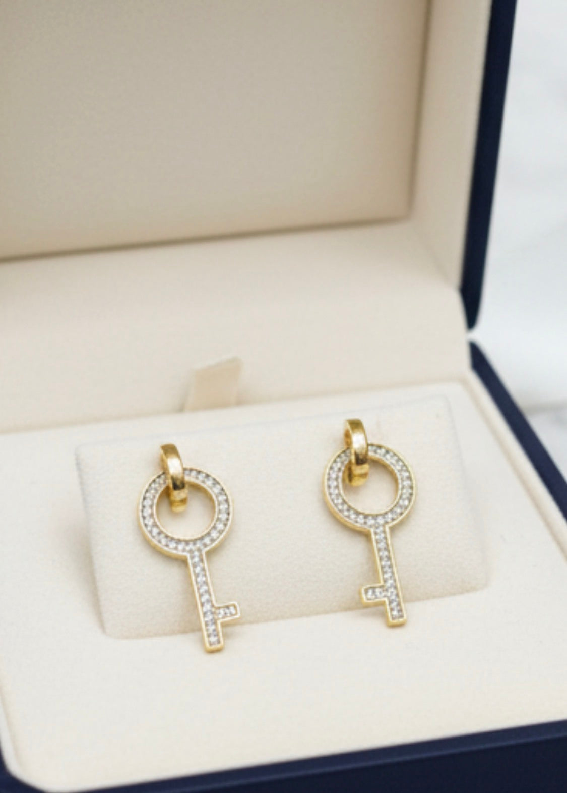 Key CZ Drop Earrings