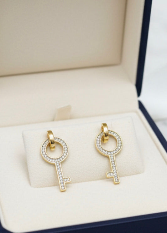 Key CZ Drop Earrings