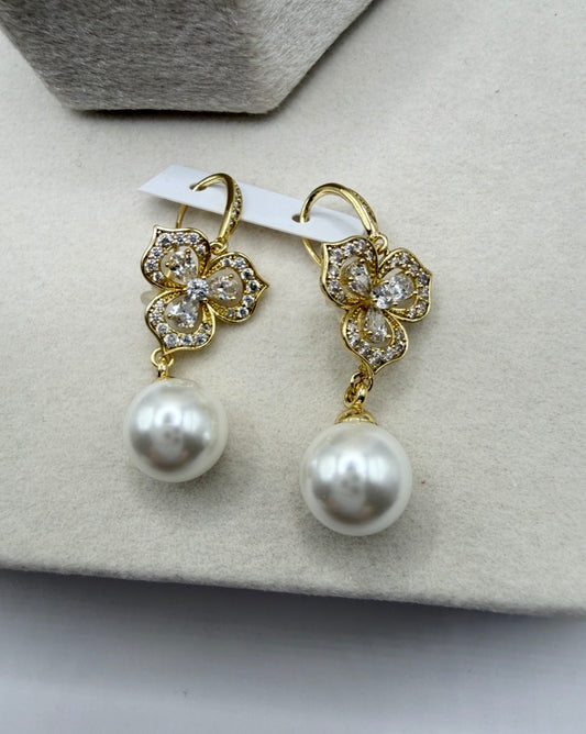 Floral Pearl Drop Earrings