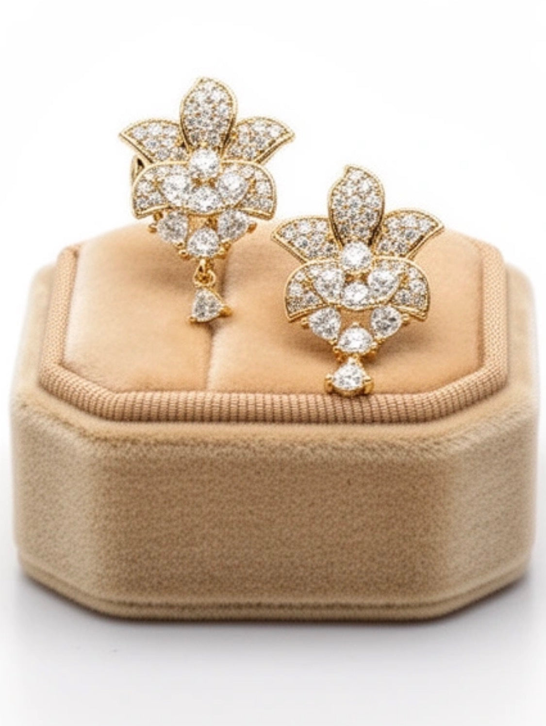 Floral Zirconia Drop Earrings
