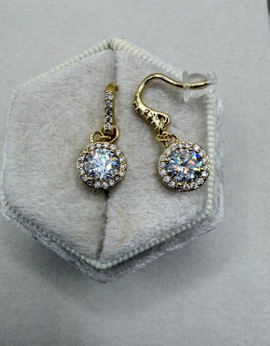 Halo Zirconia Drop Earrings