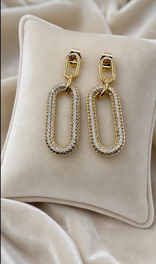 Pavé Oval Link Drop Earrings