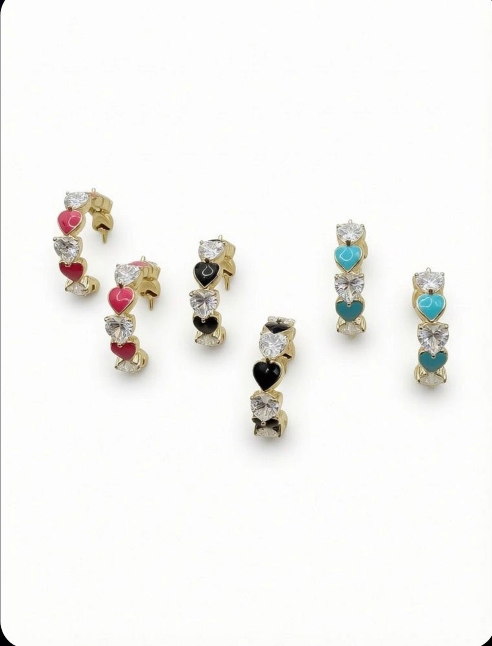 Color Heart Half Hoop Earrings