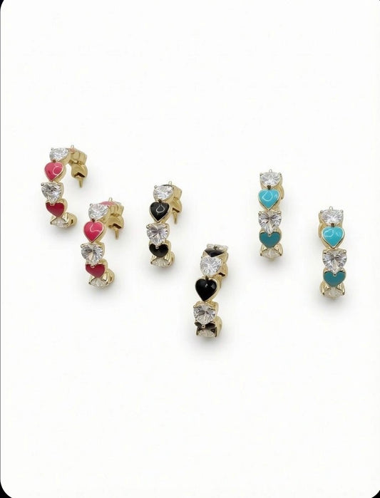 Color Heart Half Hoop Earrings