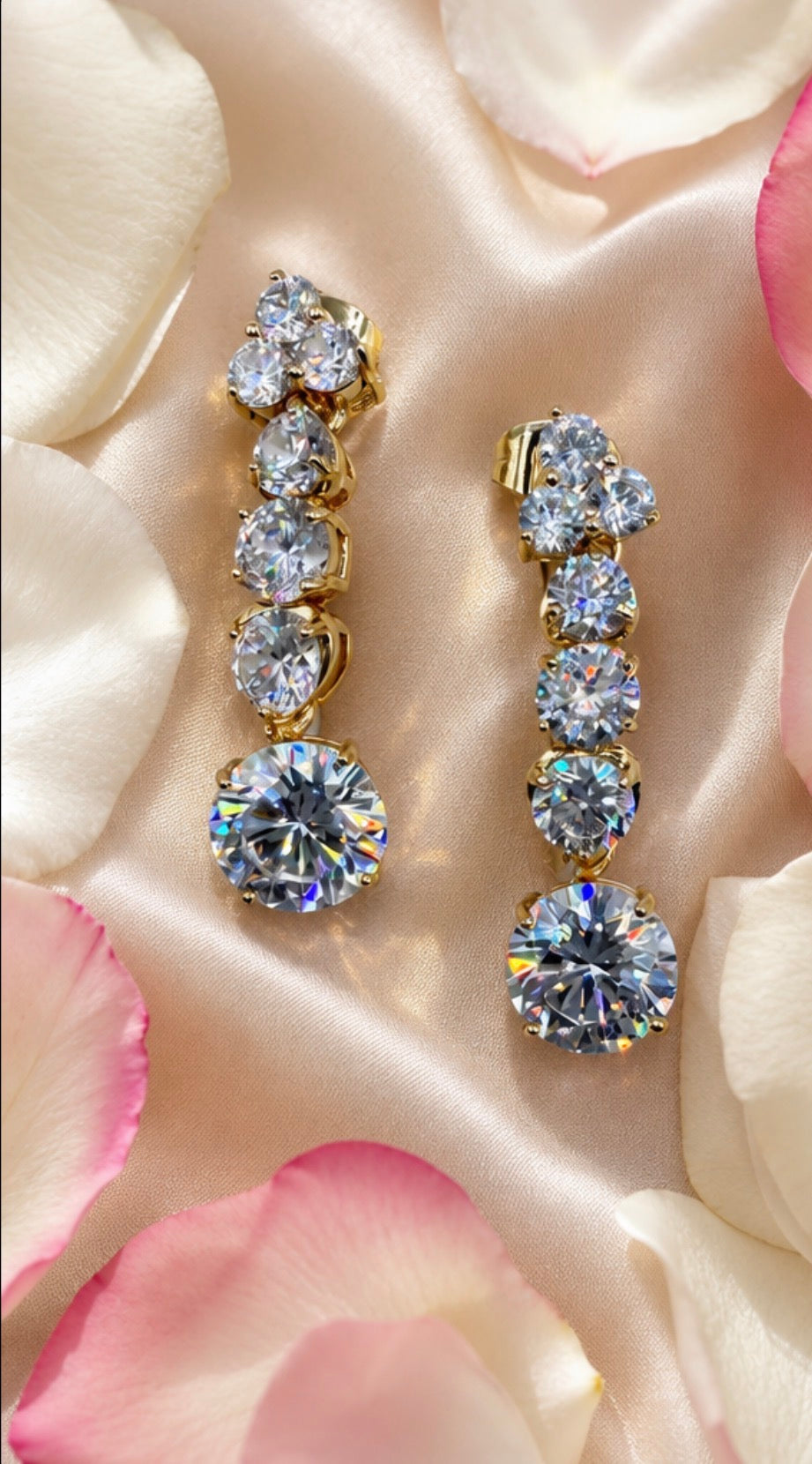 Graduated Zirconia Statement Drop Earrings