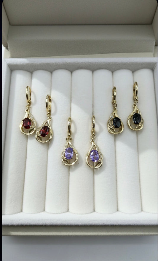 Teardrop Gemstone Dangle Earrings