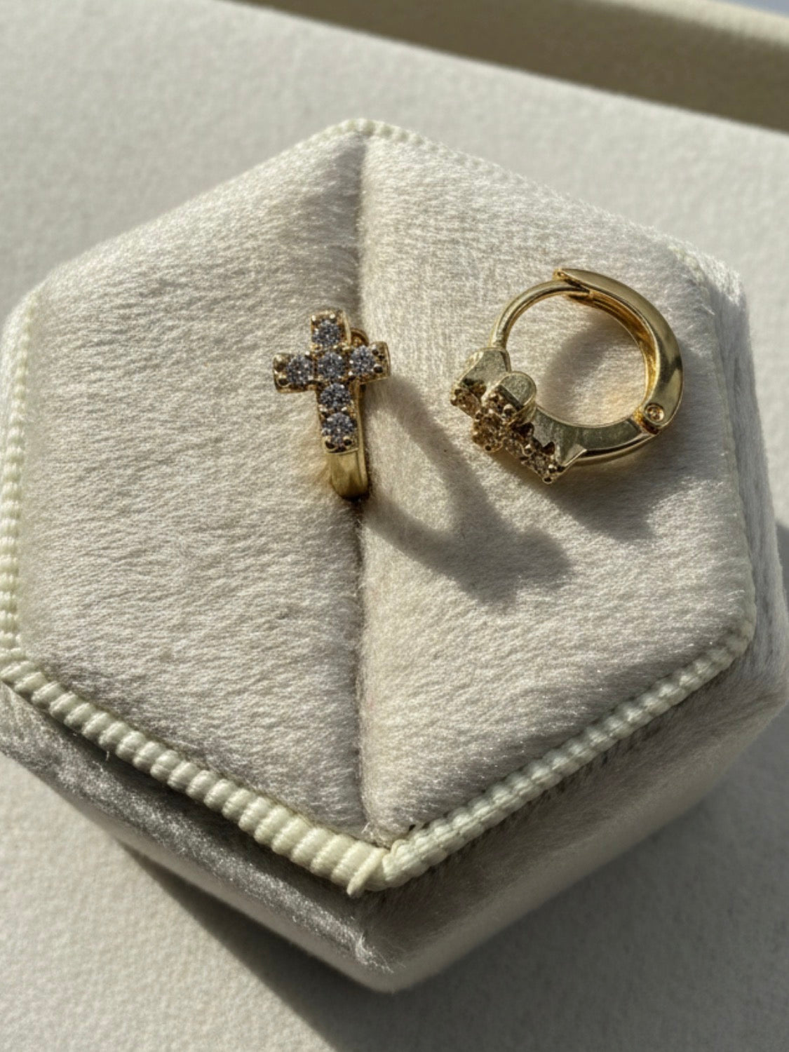 Mini Cross Huggie Earrings