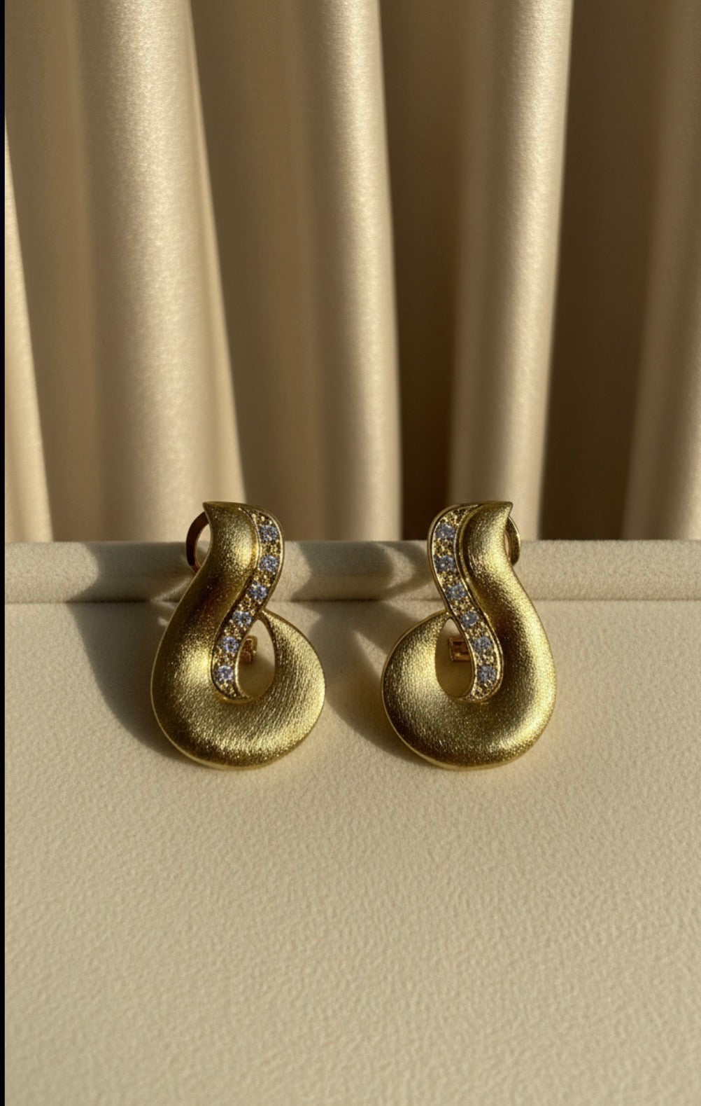 Textured Gold Twist Drop Earrings
