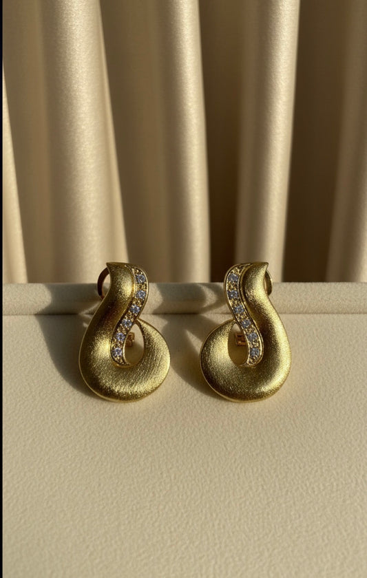 Textured Gold Twist Drop Earrings