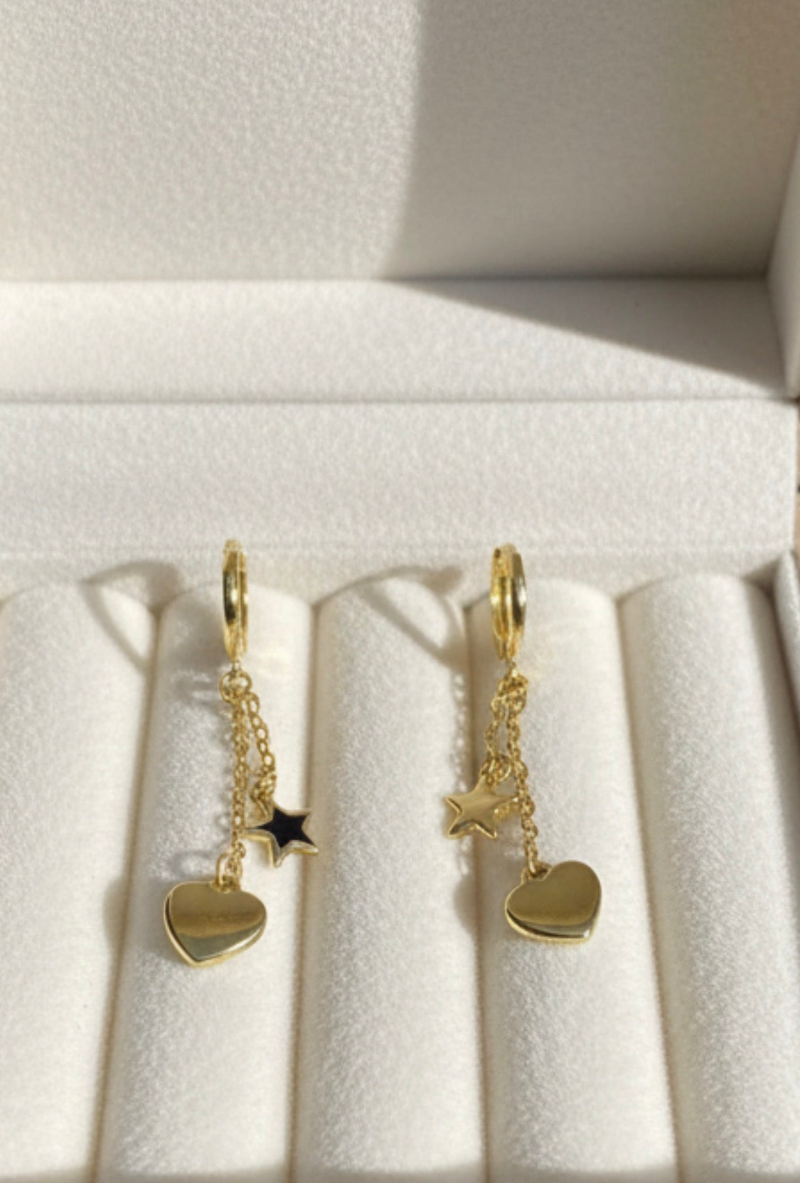 Heart & Star Charm Huggie Earrings