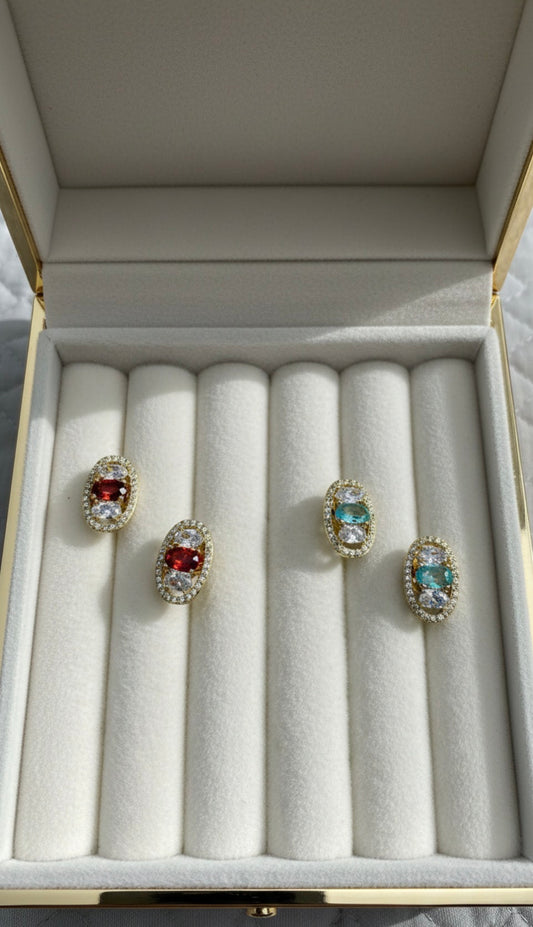 Oval Halo Stud Earrings