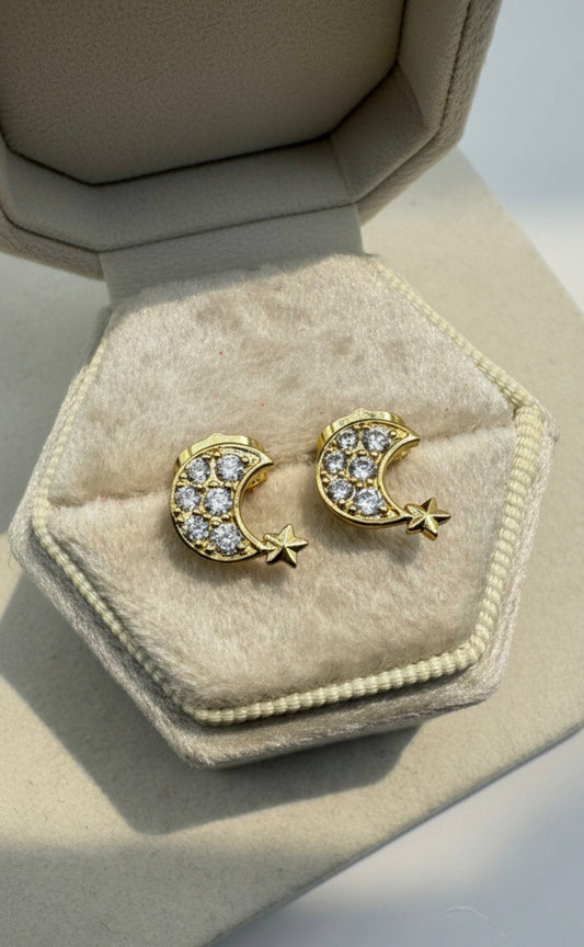 Moon & Star Stud Earrings