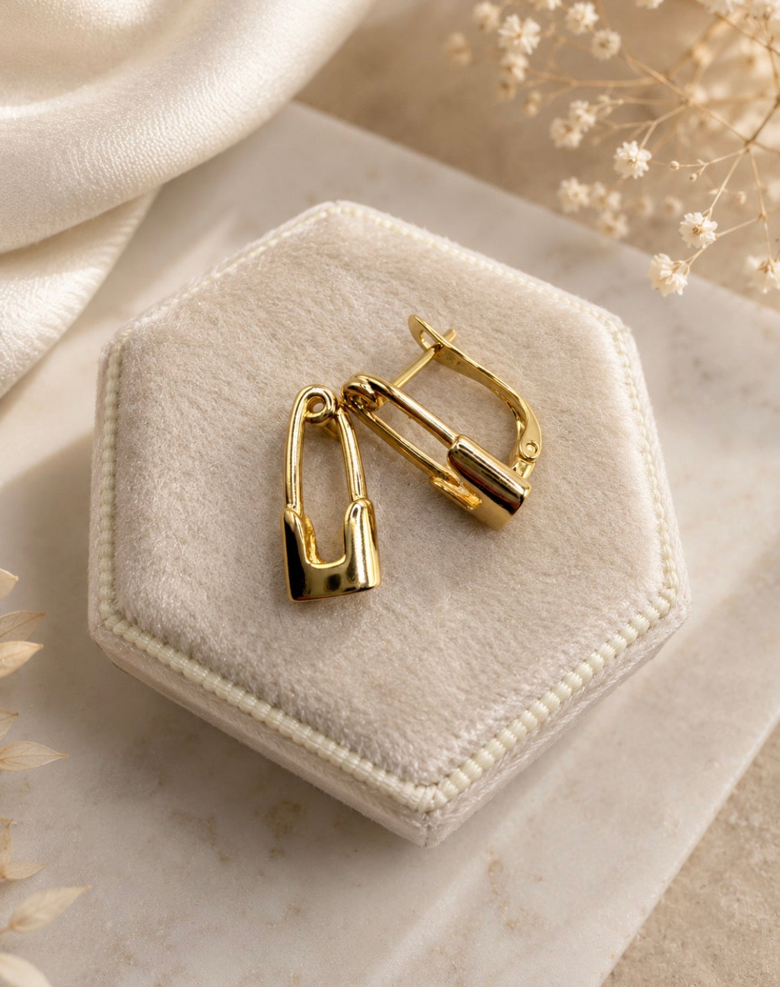 Safety Pin Huggie Earrings