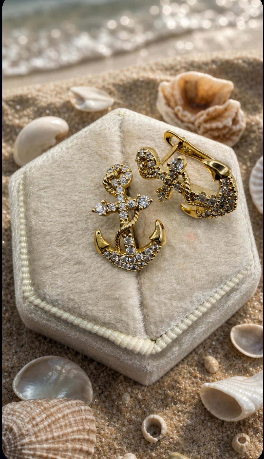 Anchor Huggie Earrings