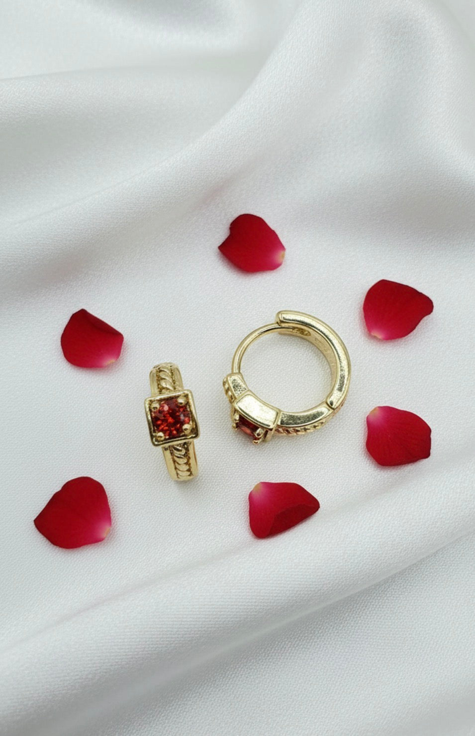 Red Huggie Earrings