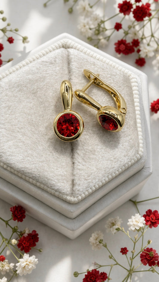 Red CZ Drop Earrings