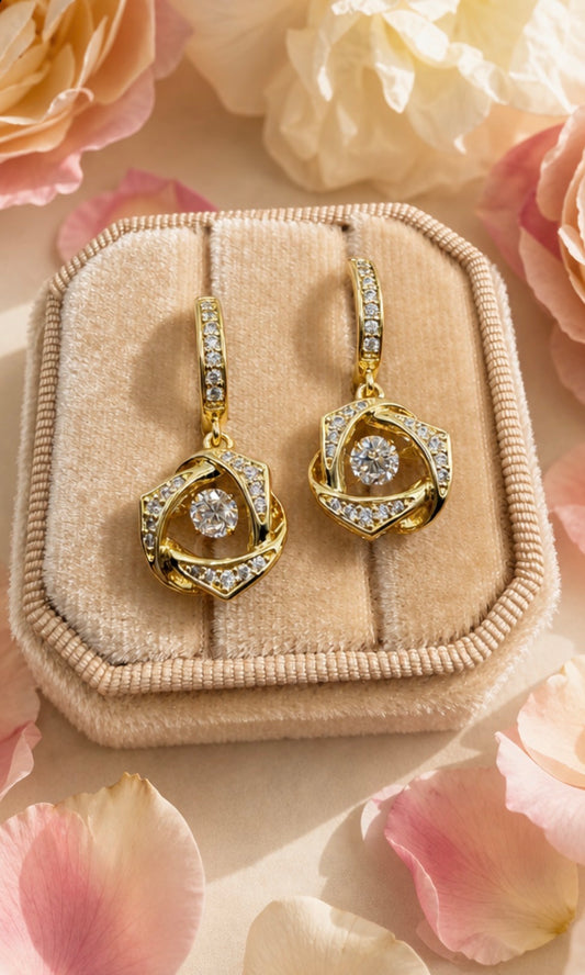 Geometric Zirconia Drop Earrings