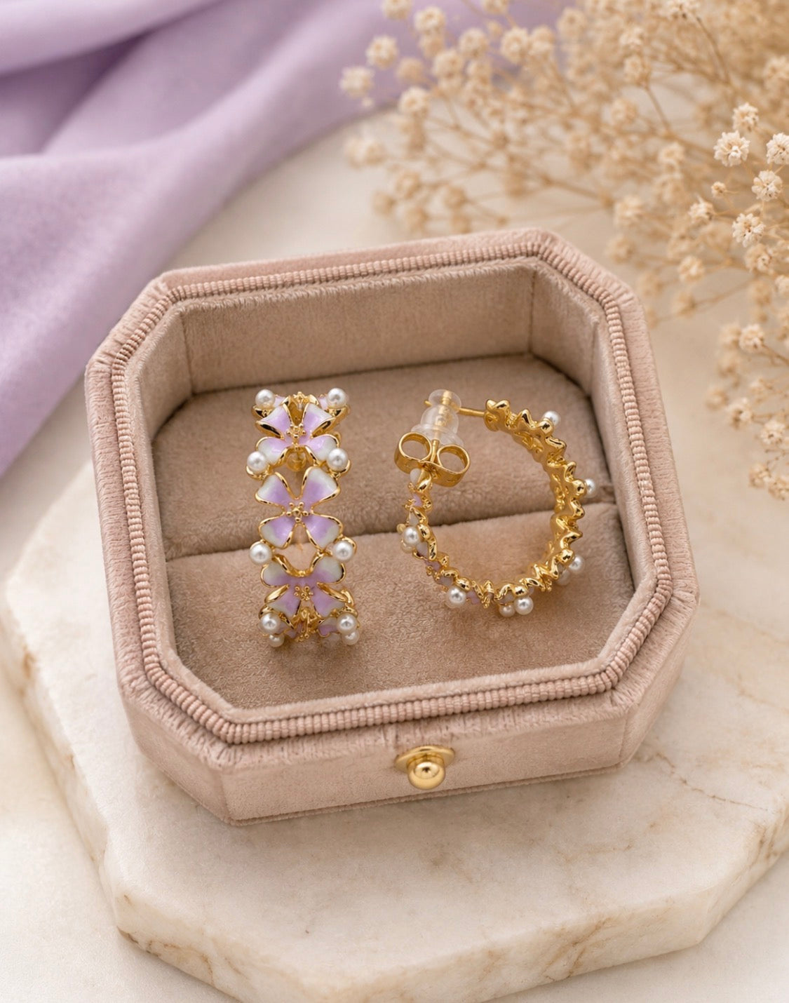 Floral Hoop Earrings