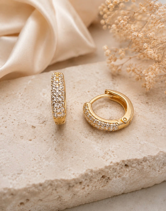 Pavé Mini Huggie Earrings
