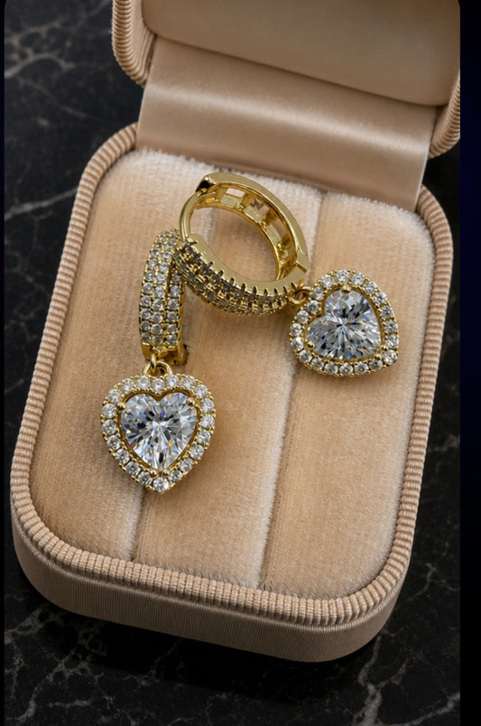 Heart Drop Huggie Earrings