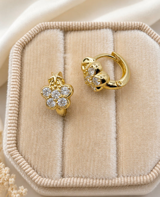 Mini Flower Huggie Earrings