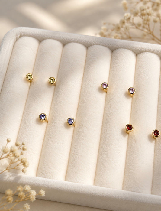 Mini Bezel Colors Stud Earrings