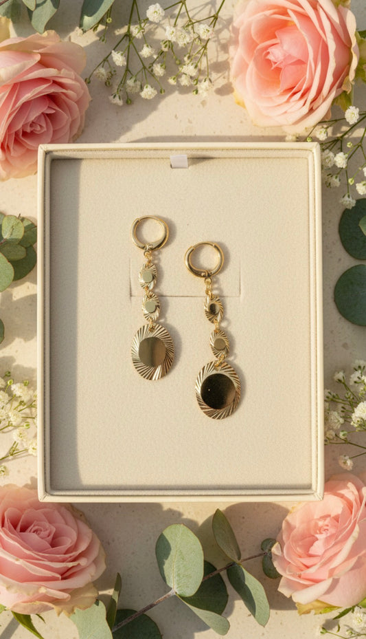 Sunburst Disc Drop Earrings