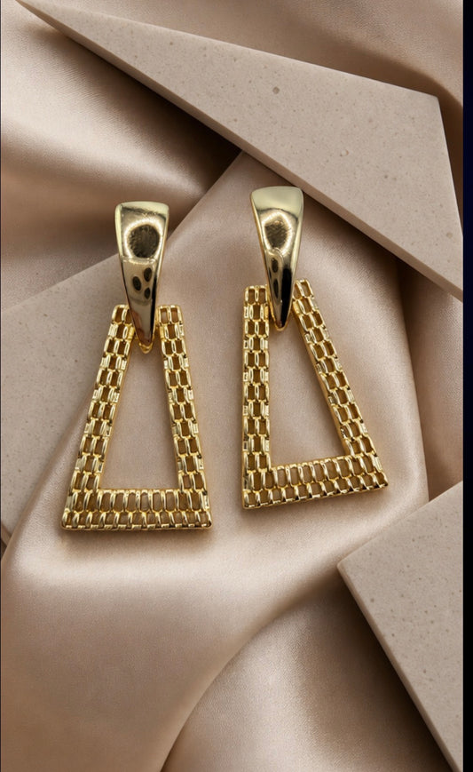 Textured Geometric Triangle Earrings