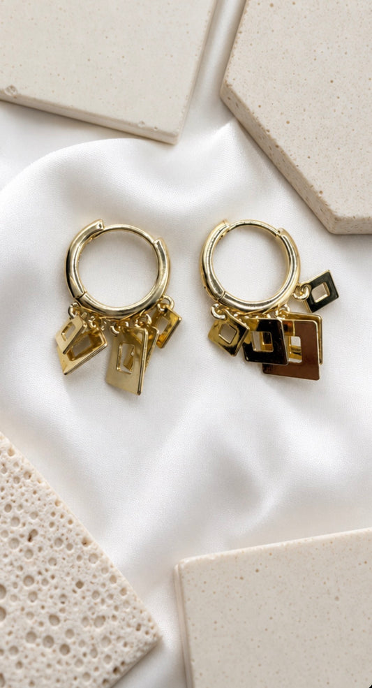 Geometric Charm Hoop Earrings