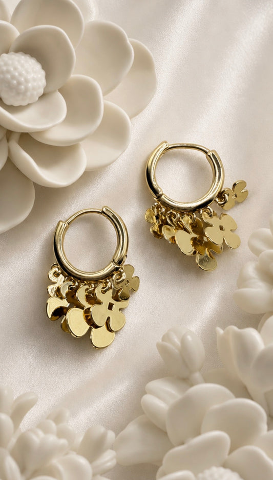 Lucky Clover Charm Hoop Earrings