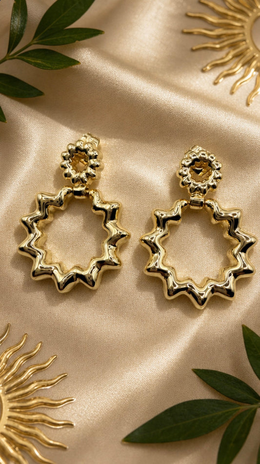Wavy Sunburst Statement Earrings