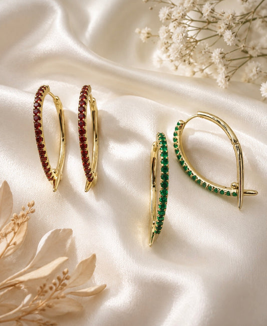 Slim Pavé Zirconia Hoop Earrings